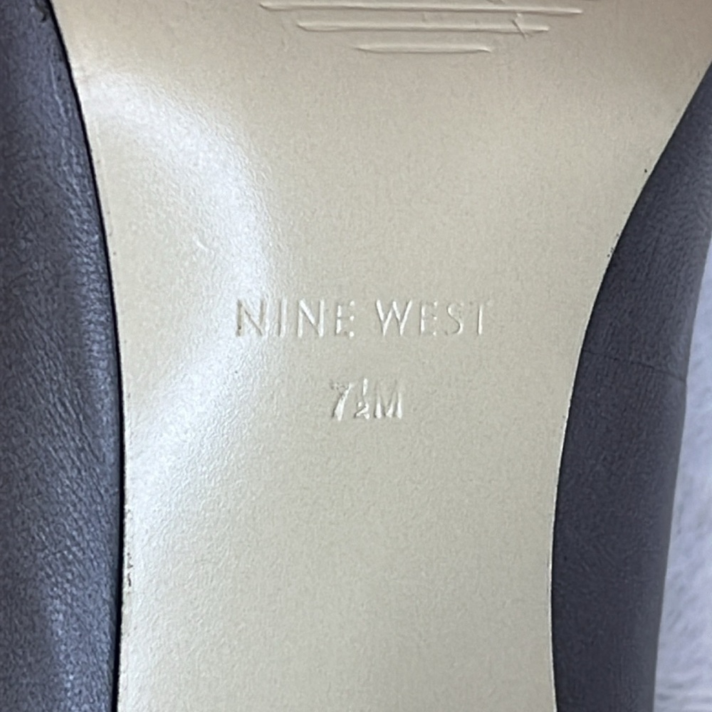 Nine West High Heel Shoes Slate Gray Size 7.5 Patent Toe/Heel Ankle Strap GREAT - Picture 11 of 14